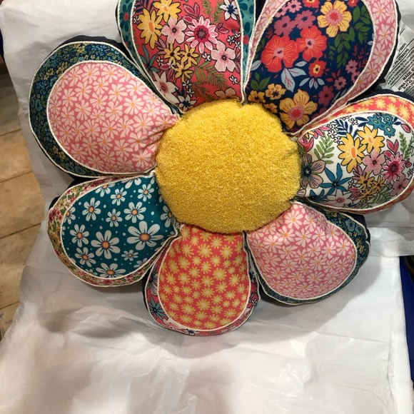 Vintage quilt inspired sunflower shaped boho bohemian decor floor‎ pillow new - Picture 11 of 17